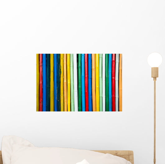 Colorful Bamboo Fence up Wall Decal
