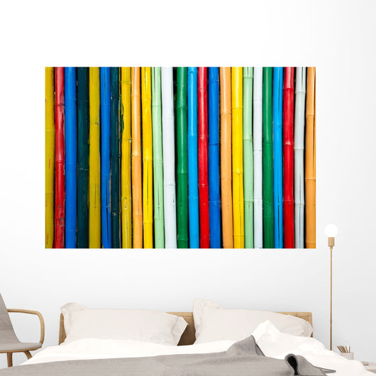Colorful Bamboo Fence up Wall Decal
