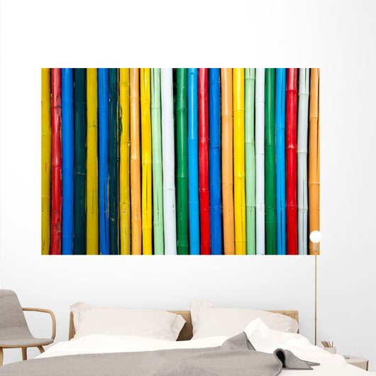 Colorful Bamboo Fence up Wall Decal