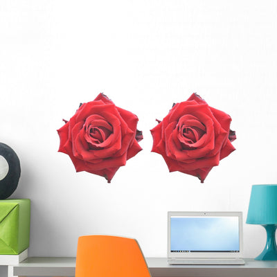 Red Rose Wall Decal shown on a wall