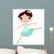 Cute Cyan Ballerina Girl Wall Decal