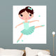 Cute Cyan Ballerina Girl Wall Decal