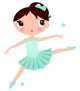 Cute Cyan Ballerina Girl Wall Decal