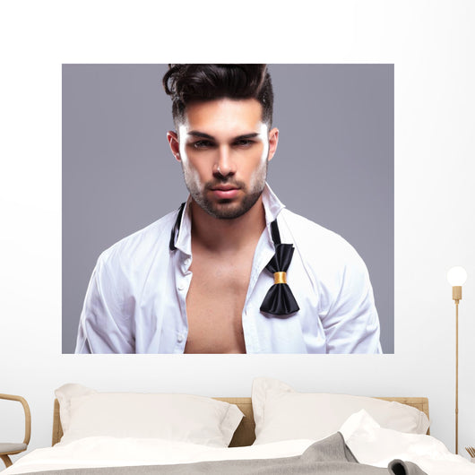 Closeup Attractive Young Man Wall Decal