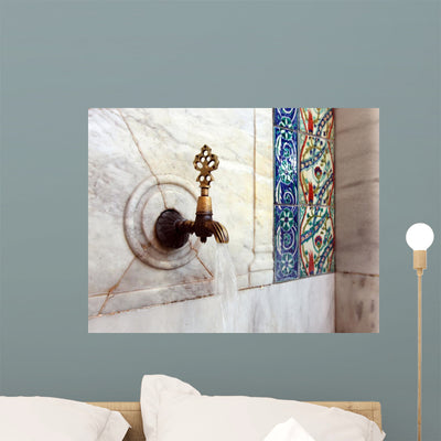 Historical Fountain Covered Handmade Wall Decal shown on a wall