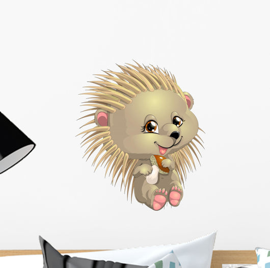 Cartoon Hedgehog with Mushroom Wall Decal