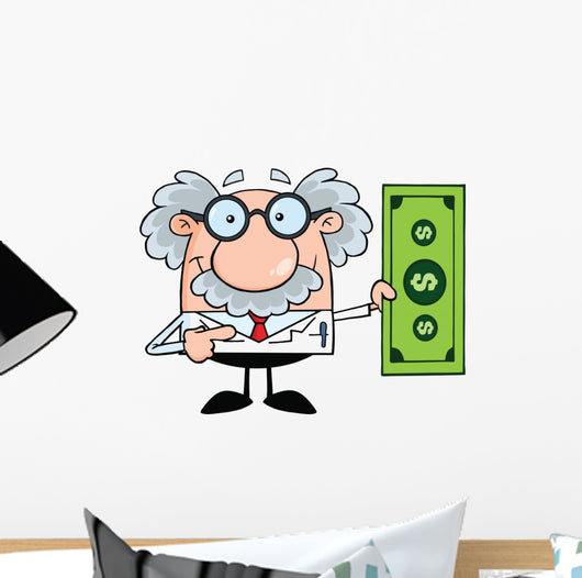 Scientist Showing Dollar Bill Wall Decal