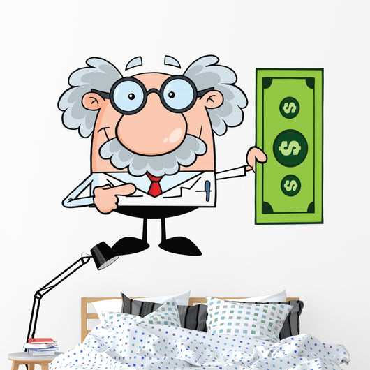 Scientist Showing Dollar Bill Wall Decal