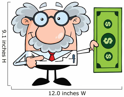 Scientist Showing Dollar Bill Wall Decal