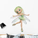 Green CG Dragonfly Ballerina Fairy Wall Decal