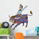 Happy Cowboy Riding Bull Wall Decal