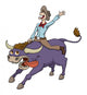 Happy Cowboy Riding Bull Wall Decal