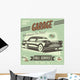 Green Retro Car Service Sign Wall Decal