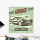 Green Retro Car Service Sign Wall Decal