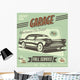 Green Retro Car Service Sign Wall Decal