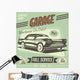 Green Retro Car Service Sign Wall Decal