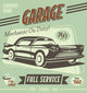 Green Retro Car Service Sign Wall Decal