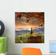 White Wine with Barrel and Hillside Landscape Wall Decal