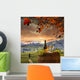 White Wine with Barrel and Hillside Landscape Wall Decal