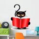 Black Cat Cartoon Back Wall Decal