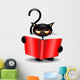 Black Cat Cartoon Back Wall Decal
