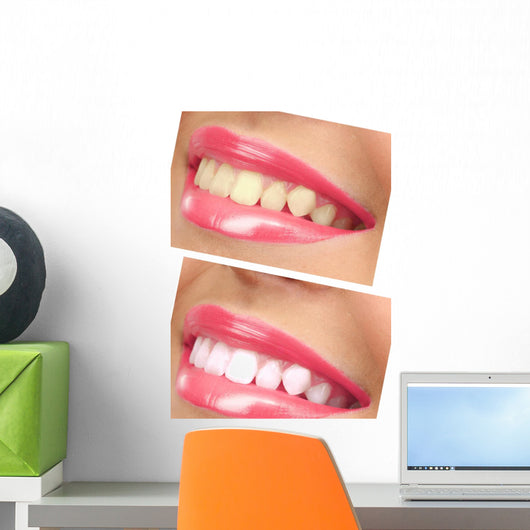 Women Smile with Teeth - Pink Lipstick Wall Decal