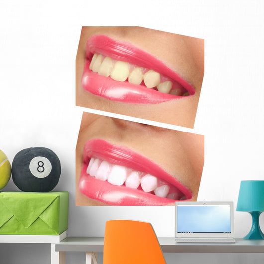 Women Smile with Teeth - Pink Lipstick Wall Decal
