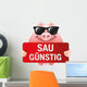 Pig with Sunglasses with Wall Decal