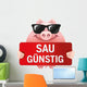 Pig with Sunglasses with Wall Decal