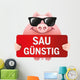 Pig with Sunglasses with Wall Decal