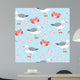 Seamless Crab, Sea Gull, & Shells Wall Decal