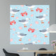 Seamless Crab, Sea Gull, & Shells Wall Decal