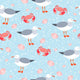 Seamless Crab, Sea Gull, & Shells Wall Decal
