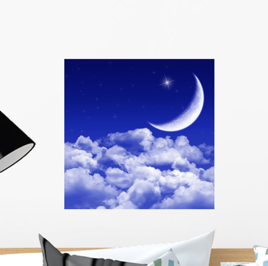 New Moon and Stars Wall Decal