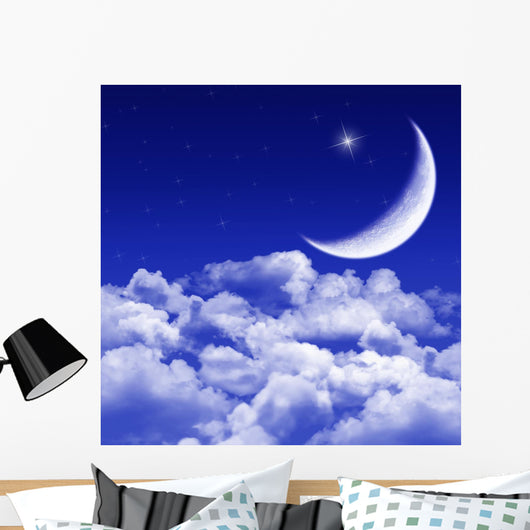 New Moon and Stars Wall Decal