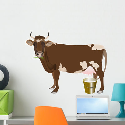 Dairy Cow Vector Wall Decal shown on a wall