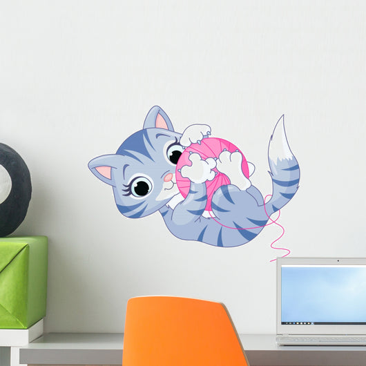 Playful Grey Tabby Kitten Wall Decal