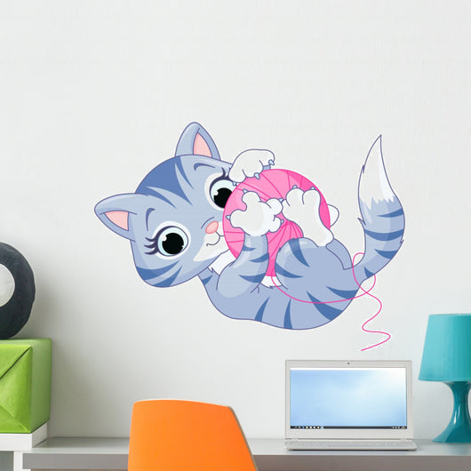 Playful Grey Tabby Kitten Wall Decal