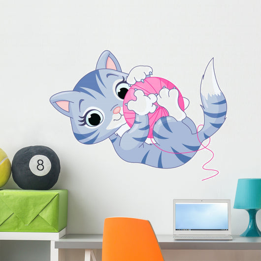 Playful Grey Tabby Kitten Wall Decal