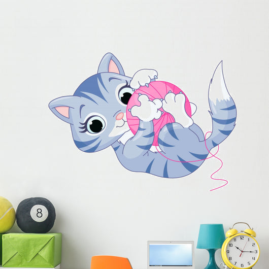 Playful Grey Tabby Kitten Wall Decal