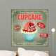 Vintage Pink Cupcake Poster Design Wall Decal
