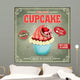 Vintage Pink Cupcake Poster Design Wall Decal
