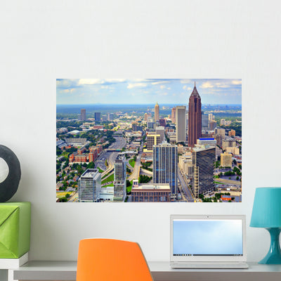 Atlanta Skyline Wall Decal shown on a wall