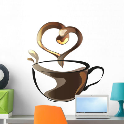 Tea Coffee Lover Cup Wall Decal shown on a wall