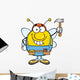 Pudgy Bee Worker Holding Wall Decal