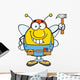 Pudgy Bee Worker Holding Wall Decal