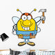 Pudgy Bee Worker Holding Wall Decal