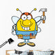 Pudgy Bee Worker Holding Wall Decal