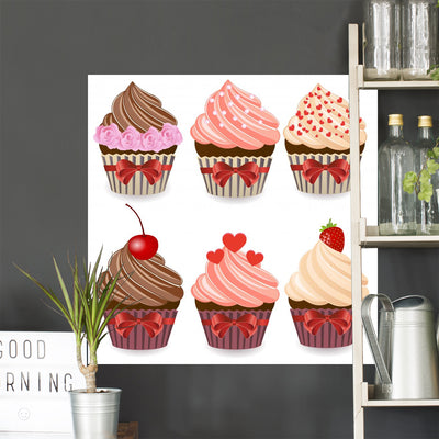 Cupcake Wall Decal Sticker Set Wall Decal shown on a wall