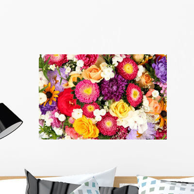 Bright Flowers Wall Decal shown on a wall